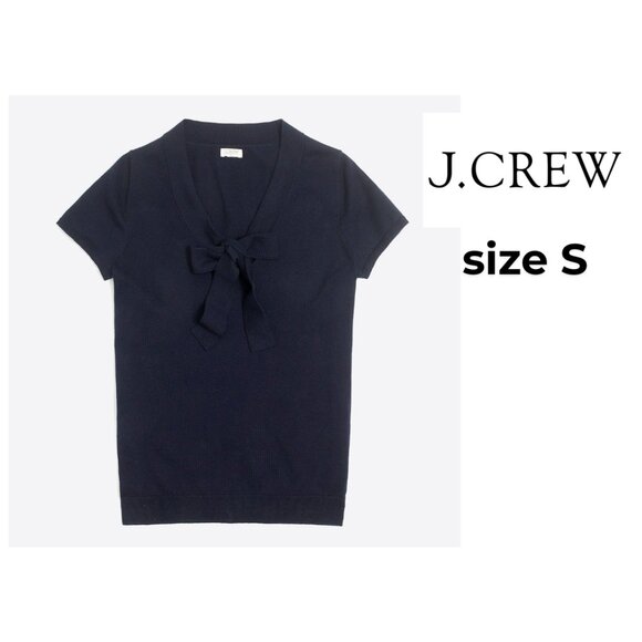 J. Crew Tops - J. Crew Dark Blue Short Sleeve Top with Tie
